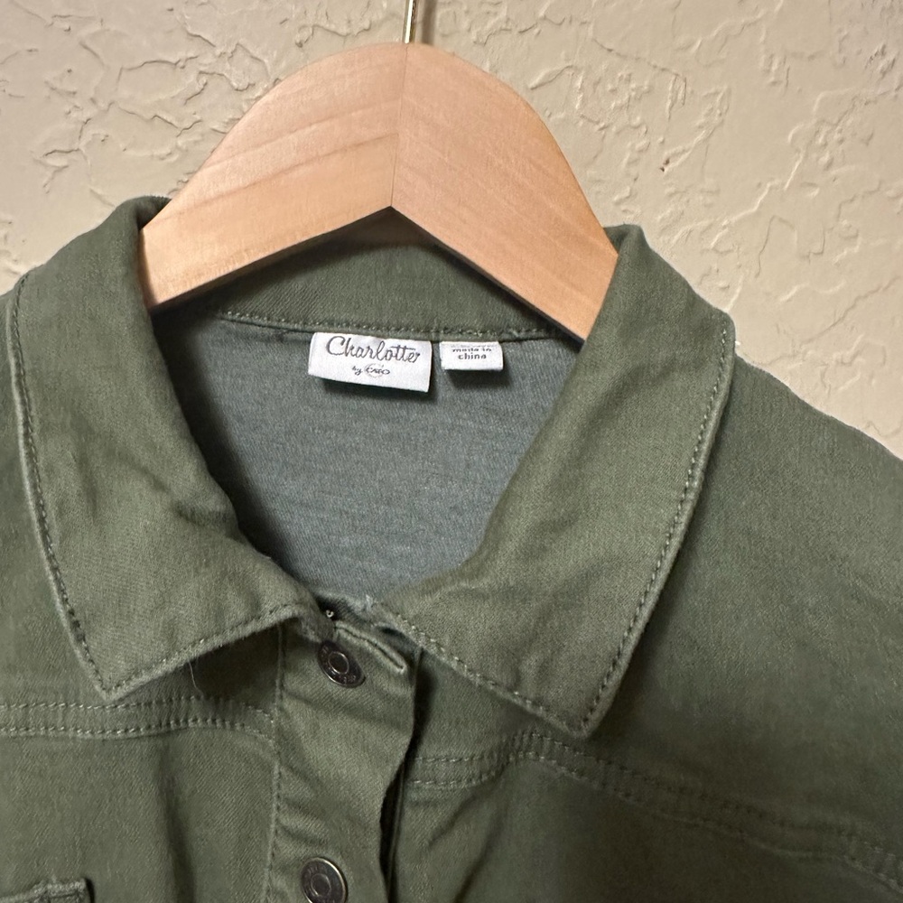 Vintage Charlotte By Cato Olive Green Jumpsuit Denim 
Nap button Sz XL (18) - Picture 7 of 7